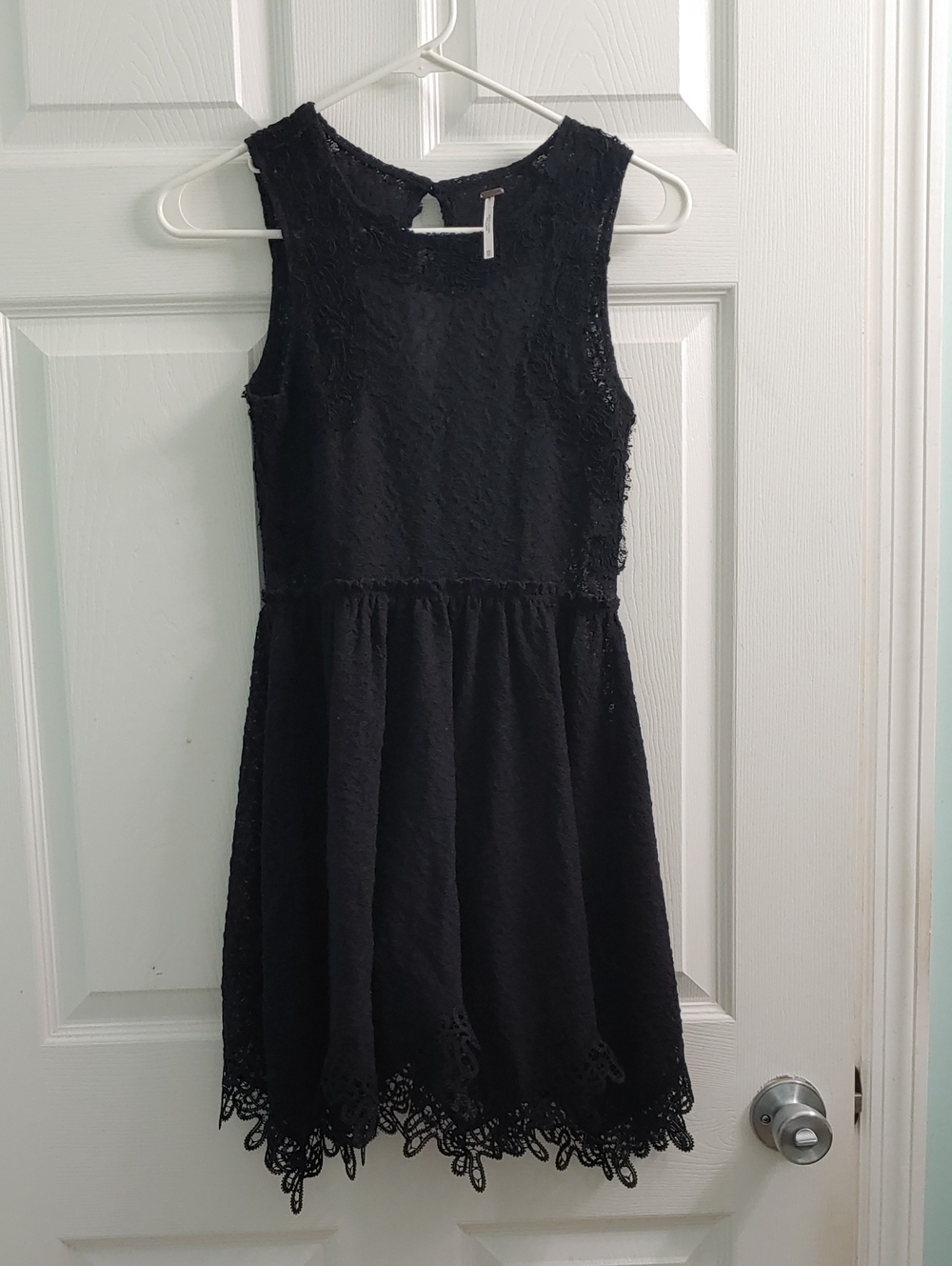 Free People Dress Whimsigoth Black Lace Sleeveless A Line Mini Women's Size XS